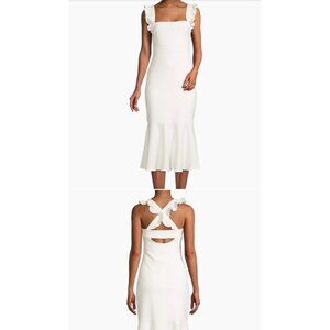 Likely Womens Hara White Sz 10 Cut-Out Back Midi Cocktail And Party Dress